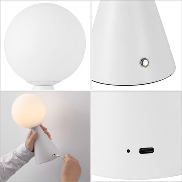 Macie 11.75" Modern Minimalist Globe Rechargeable/Cordless Dimmable Integrated LED Table Lamp with Touch Sensor